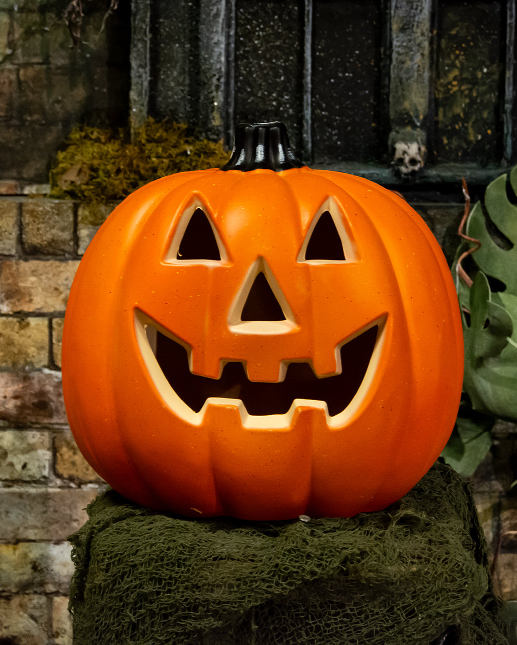 Grinning Halloween Pumpkin With Light 32cm