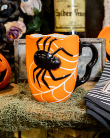 Große Halloween Tasse mit Spinne & Spinnennetz 500ml