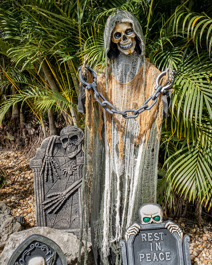 Großer Halloween Grabstein mit Skelett 91cm