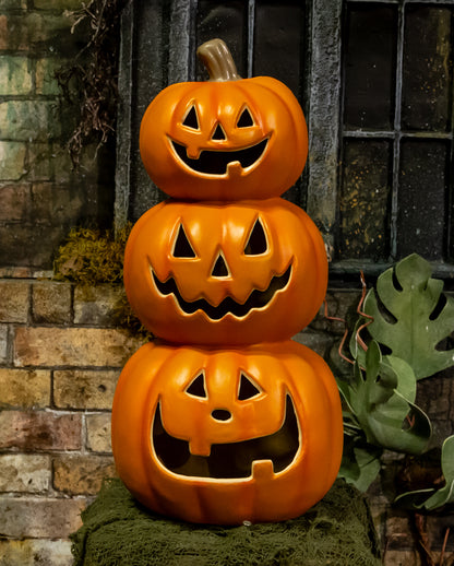 Großer Halloween Kürbis Turm mit Licht 50cm