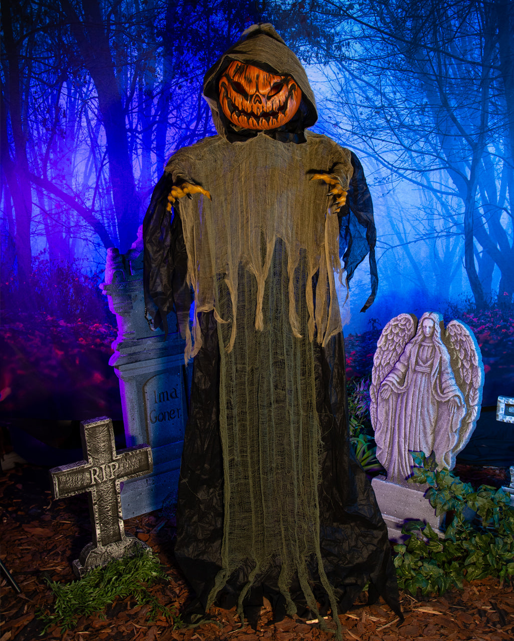 Large Pumpkin Monster Hanging Figure With Light & Sound 215cm
