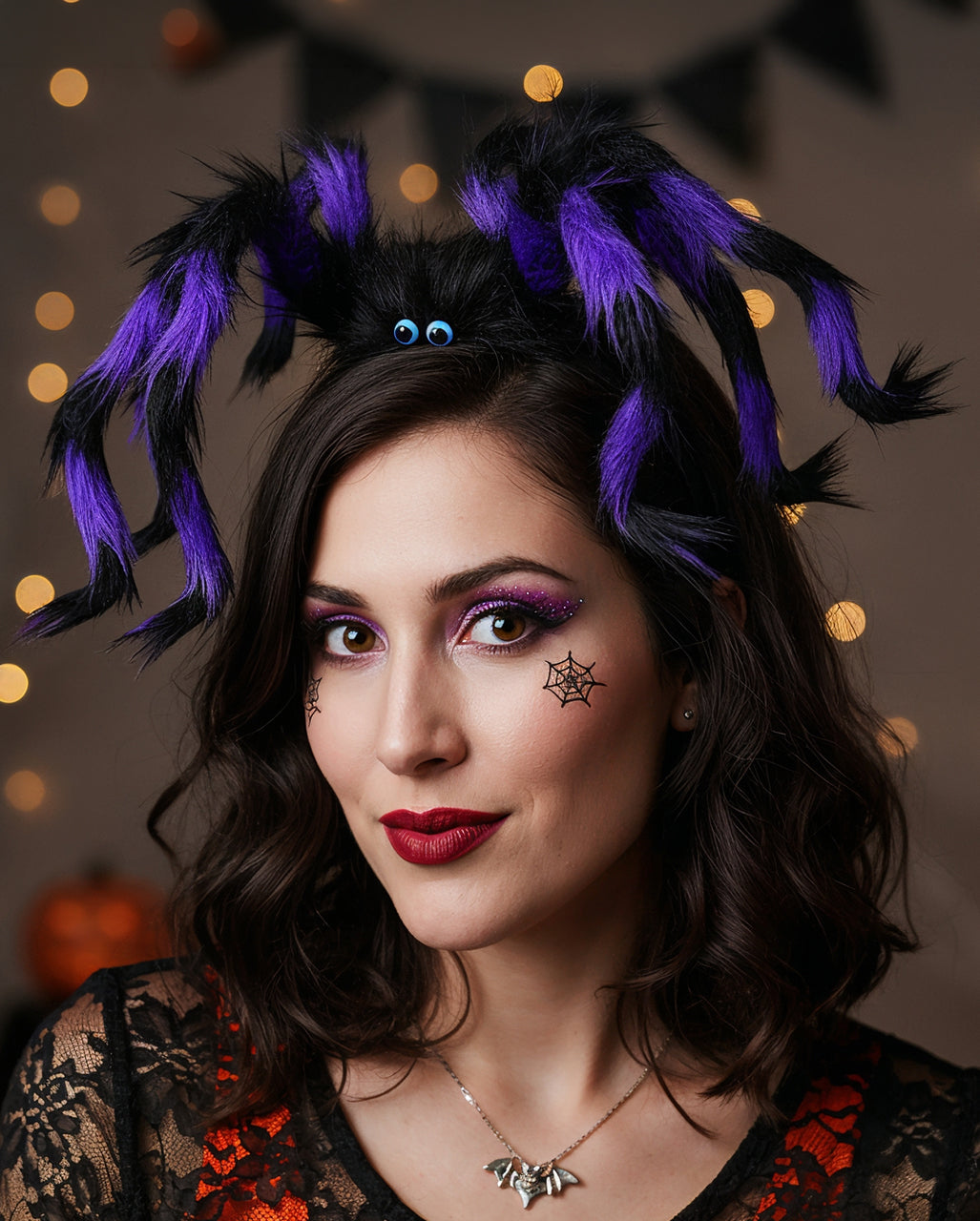 Haarreifen mit Schwarz-Violetter Spinne