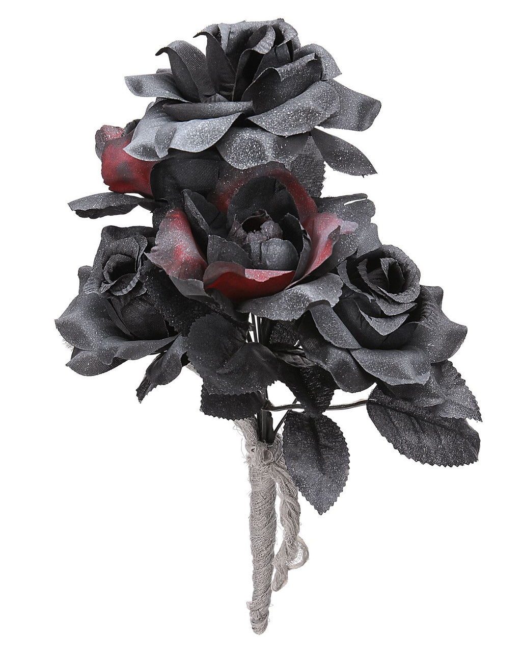 Halloween Bridal Bouquet With Black & Red Roses