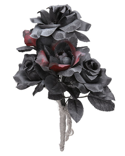 Halloween Bridal Bouquet With Black & Red Roses