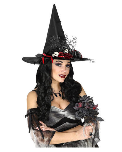 Halloween Bridal Bouquet With Black & Red Roses