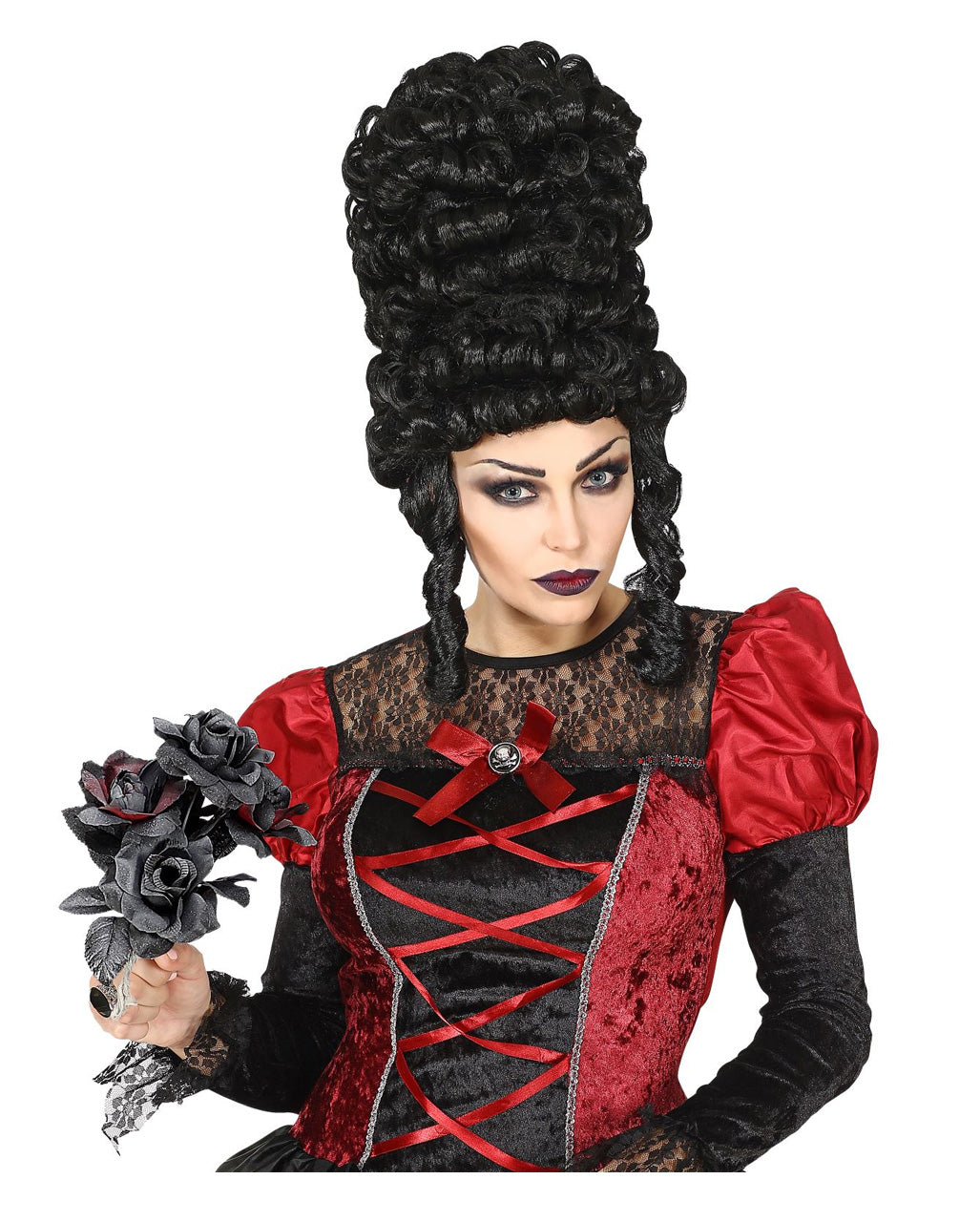 Halloween Bridal Bouquet With Black & Red Roses