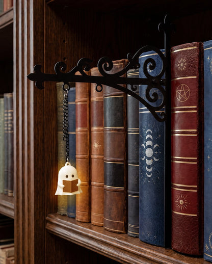 Halloween Bookshelf Lamp with Ghost & LED Lighting, 22.5 cm