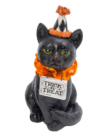 Chat Clown D'Halloween Avec Panneau Trick Or Treat 15cm