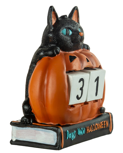 Halloween Countdown mit Kürbis & Katze 18cm