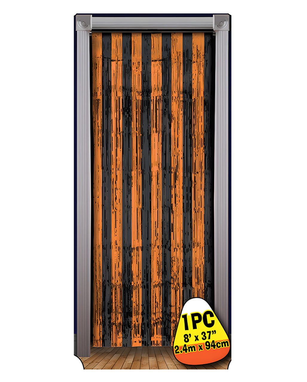 Fransen Vorhang Tür Orange - Schwarz Metallic