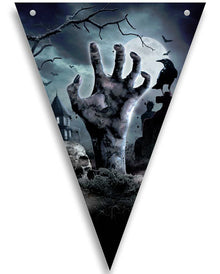 Halloween Zombie Friedhof Wimpel Girlande 3m