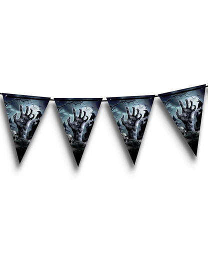 Halloween Zombie Friedhof Wimpel Girlande 3m