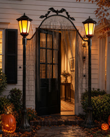 Halloween Friedhofs Torbogen mit 2 Laternen & Flackerlicht 233cm