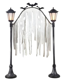 Halloween Friedhofs Torbogen mit 2 Laternen & Flackerlicht 233cm