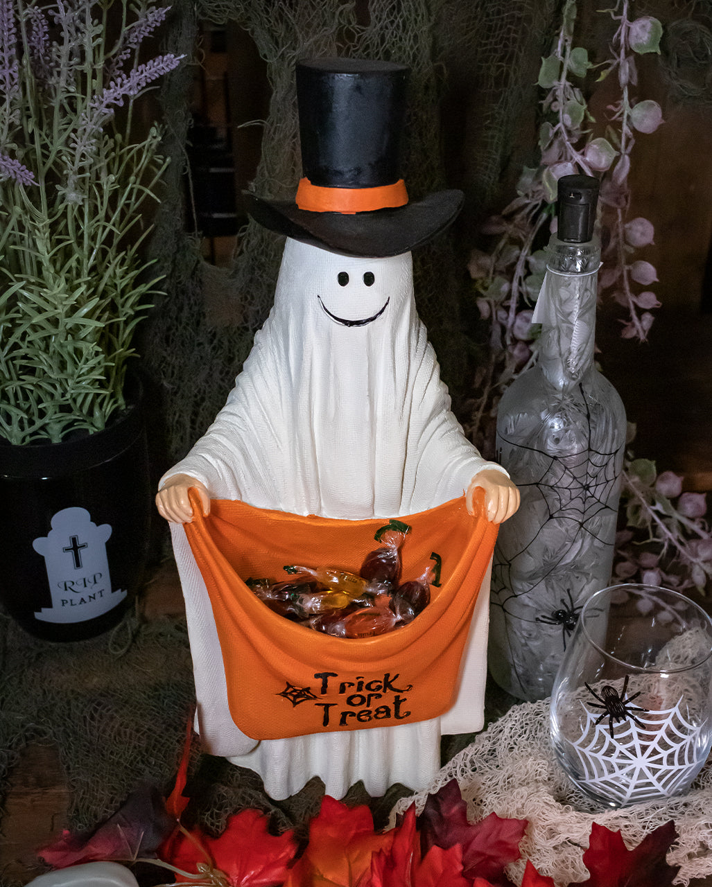 Halloween Geist mit Trick or Treat Tasche 42cm