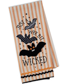 Gestreiftes Halloween Geschirrtuch Wicked Fledermäuse