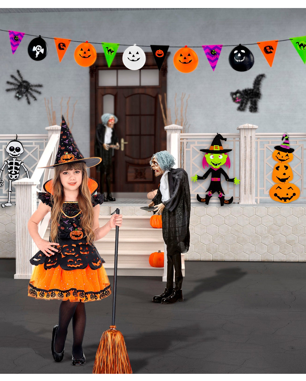 Halloween Girlande mit Wimpel & Ballons