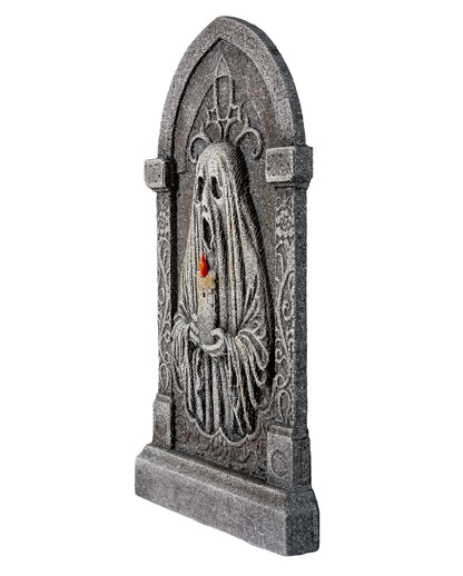Halloween Grabstein mit Geist & Kerze 53cm