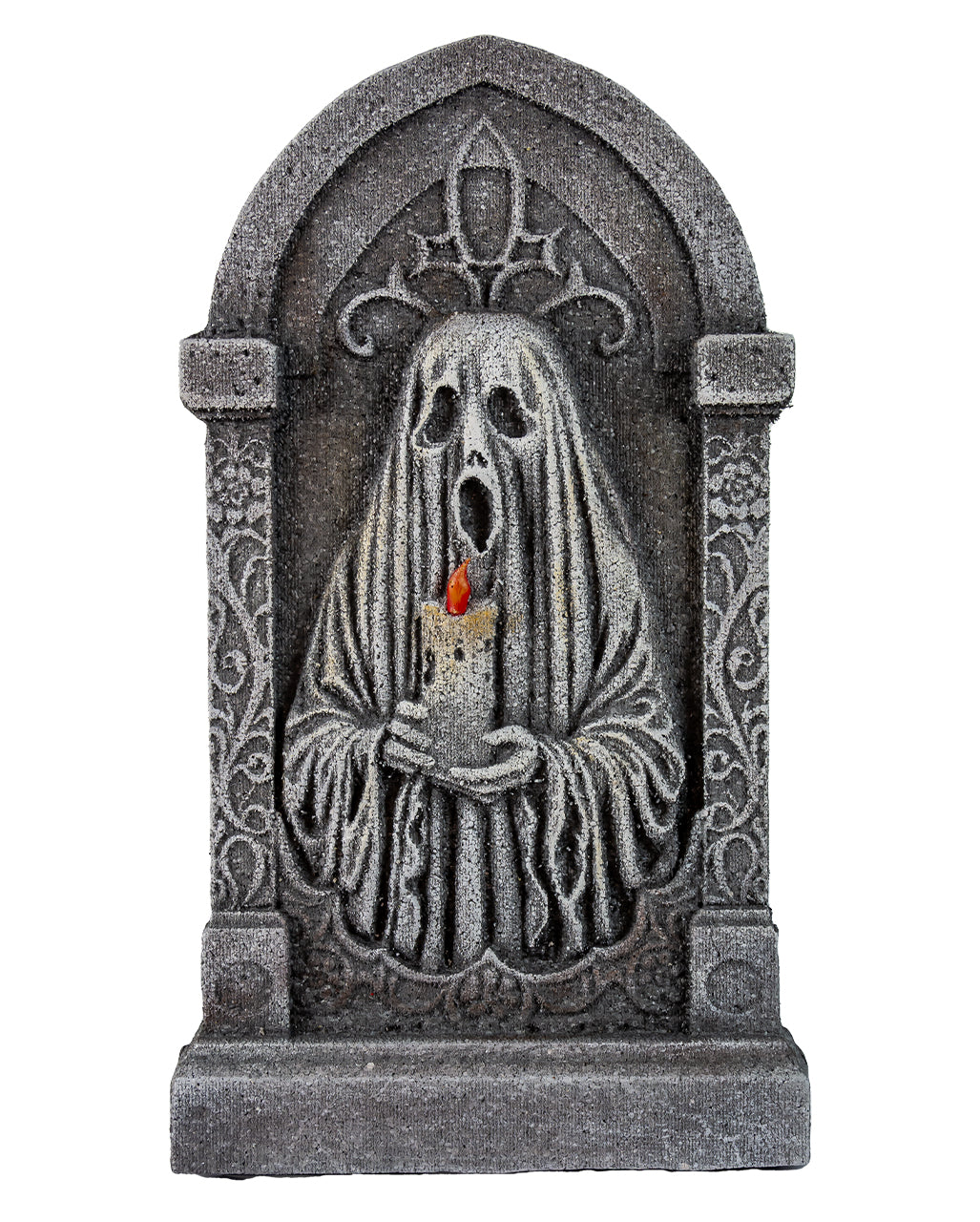 Halloween Grabstein mit Geist & Kerze 53cm