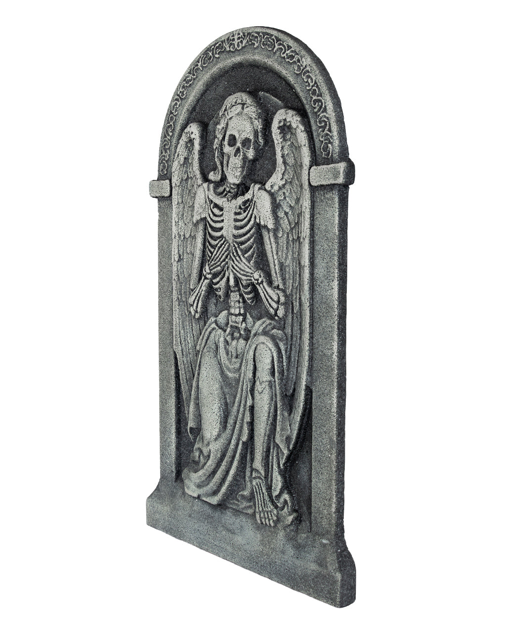 Halloween Grabstein mit Kniehendem Skelett Engel 91cm