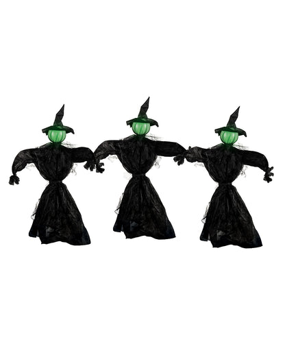 Brujas De Halloween Con Luz Verde Set De 3 113cm