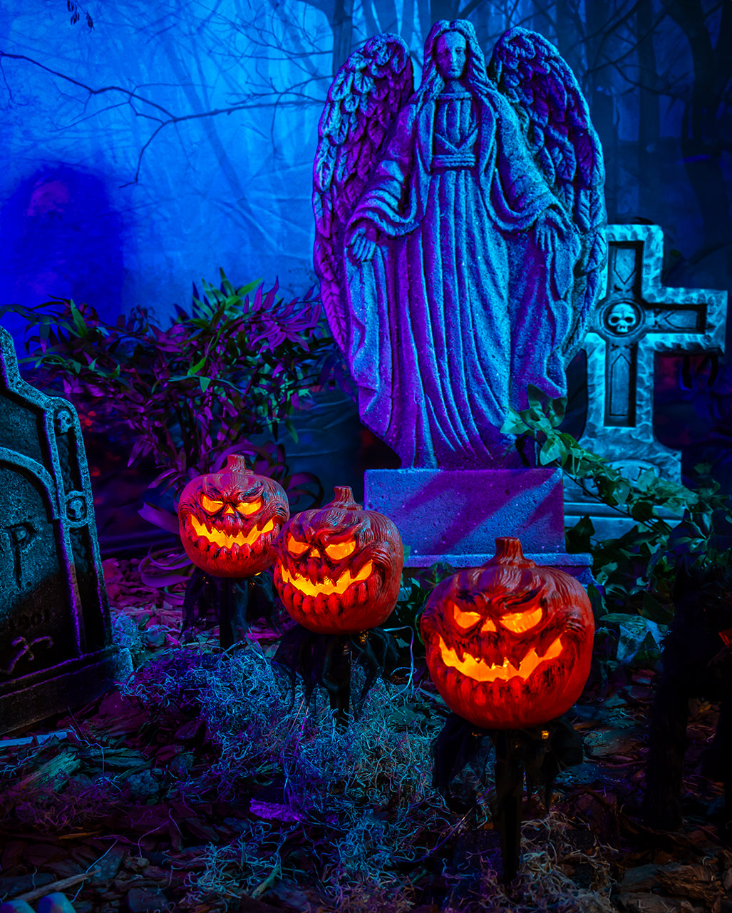 Halloween Kürbis mit Erdspieß 3er-Set
