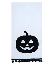 Halloween Pumpkin Tea Towel White Black