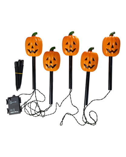 Halloween Kürbis LED Gartenstecker 5 St.