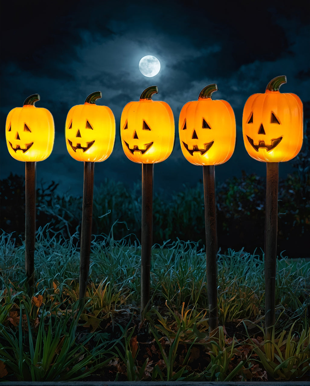 Halloween Kürbis LED Gartenstecker 5 St.