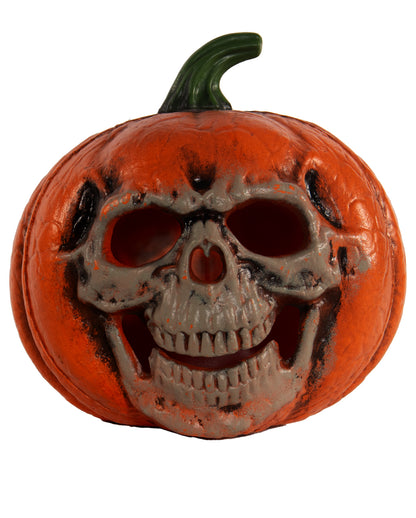 Zucca Di Halloween Con Smorfia Di Teschio Illuminata 21cm
