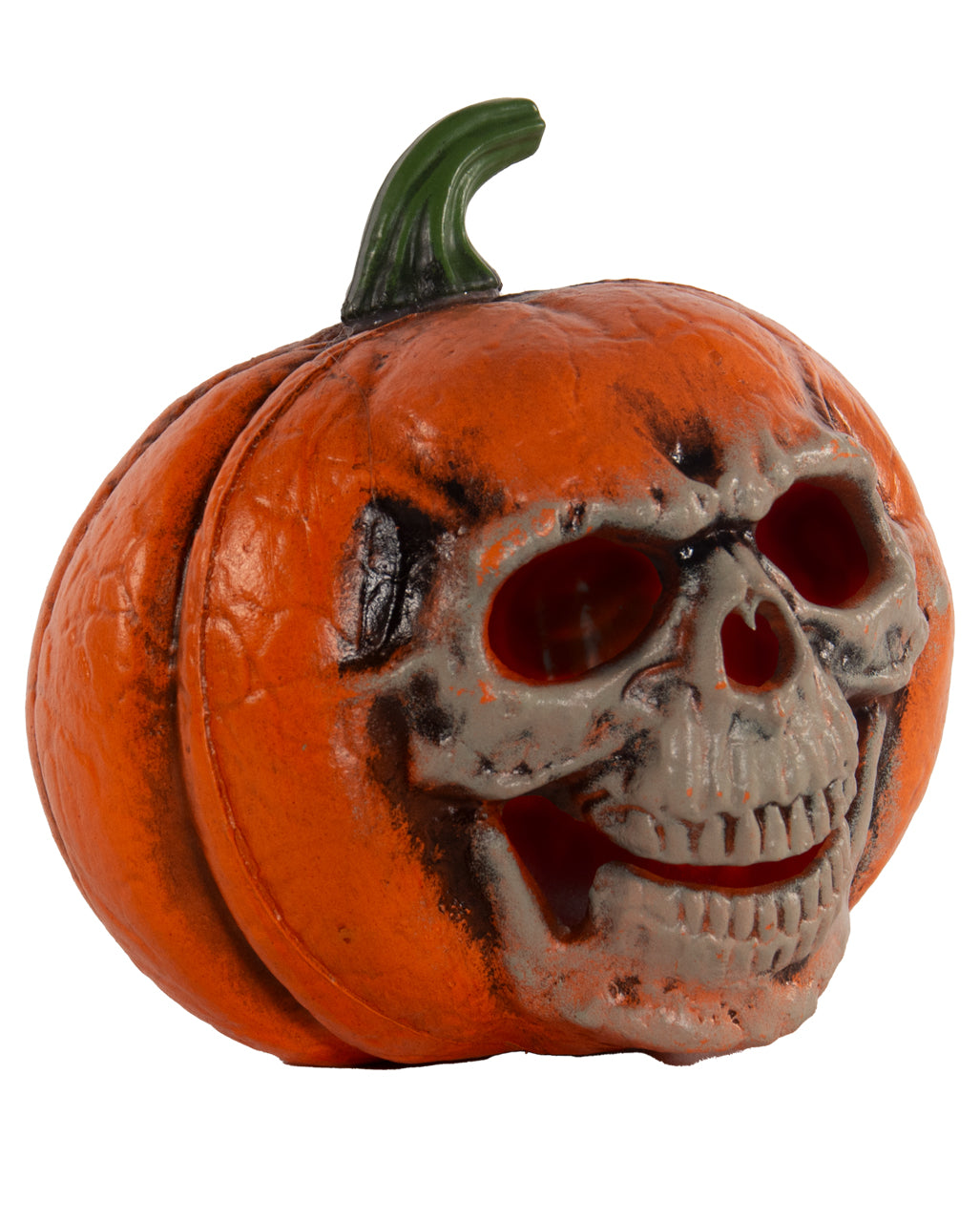 Zucca Di Halloween Con Smorfia Di Teschio Illuminata 21cm