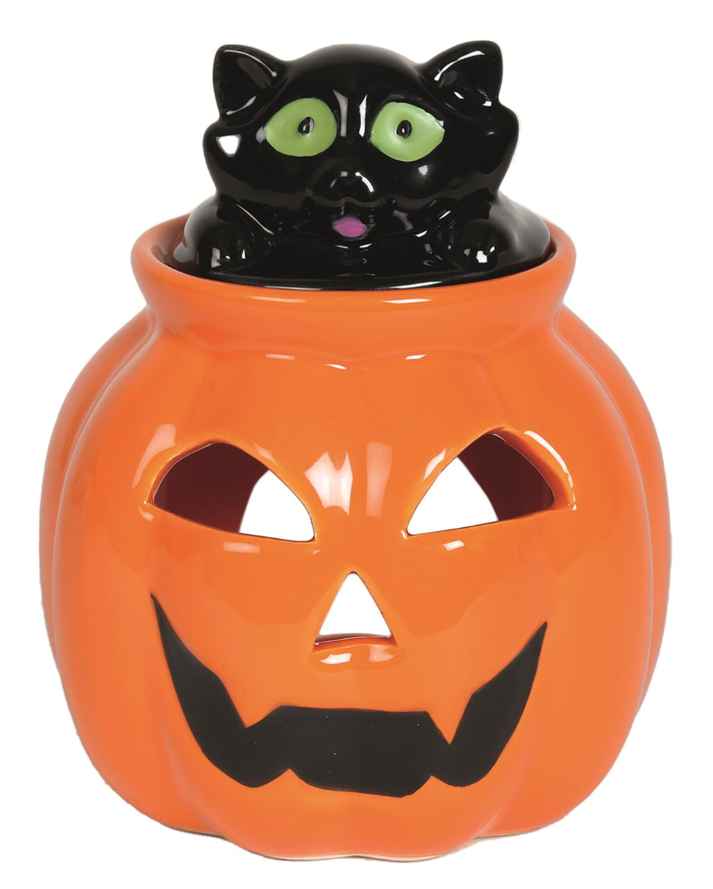 Halloween Pumpkin With Cat Tealight Scented Lamp 13cm