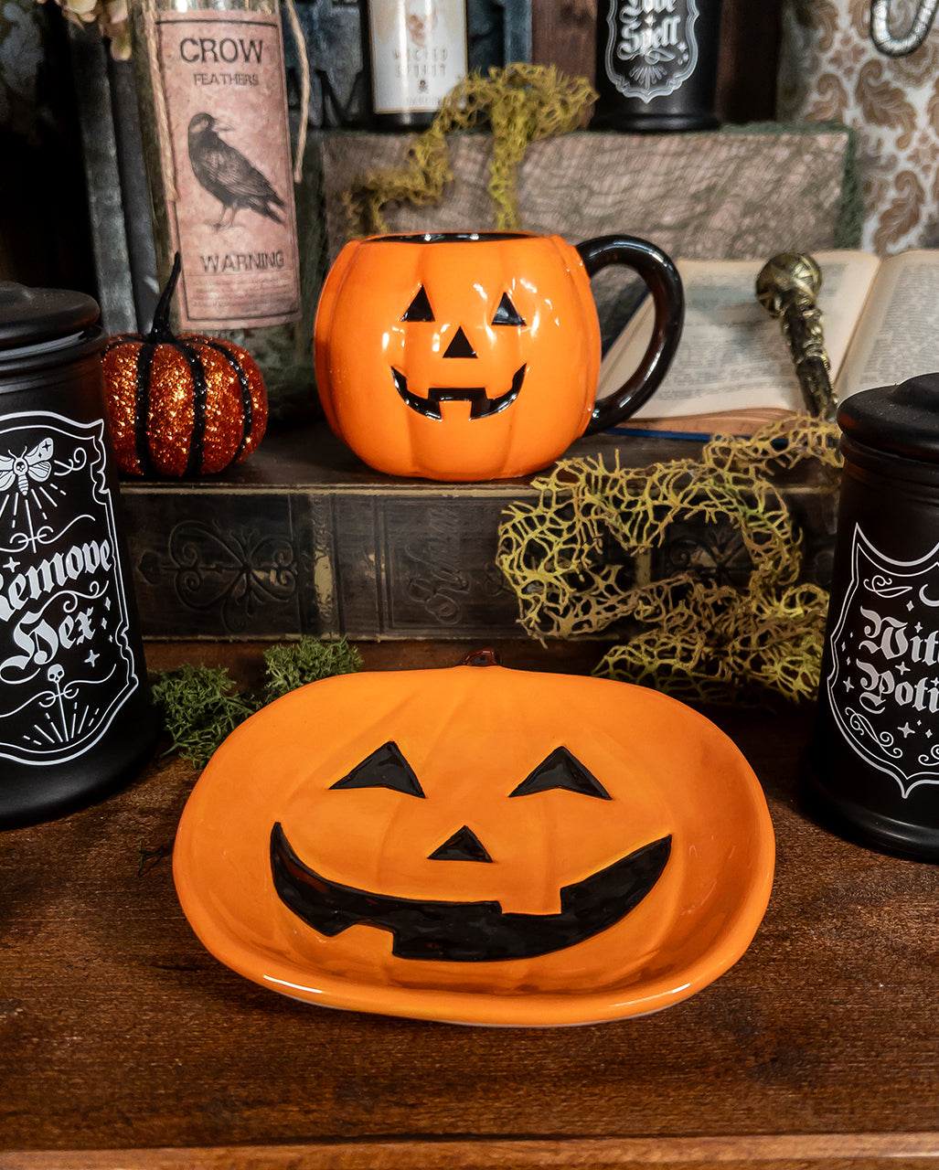Halloween Kürbis Tasse mit Schwarzem Henkel 500ml