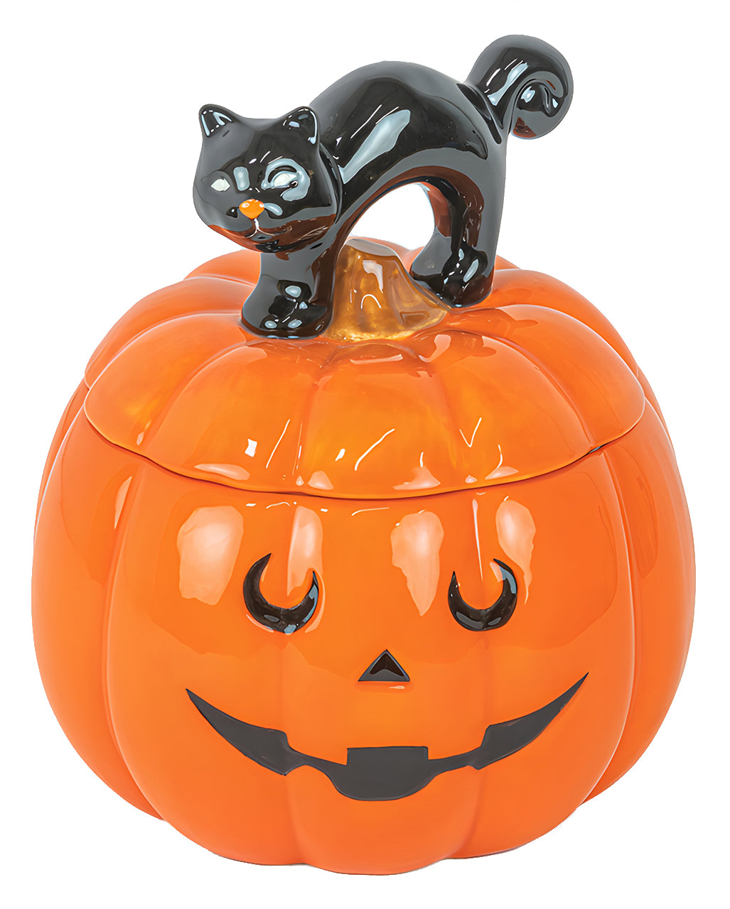 Kürbis mit Katze Keksdose für Halloween 22cm
