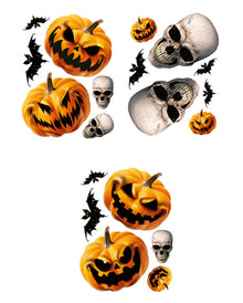 Halloween Kürbis & Totenschädel Fenster Aufkleber