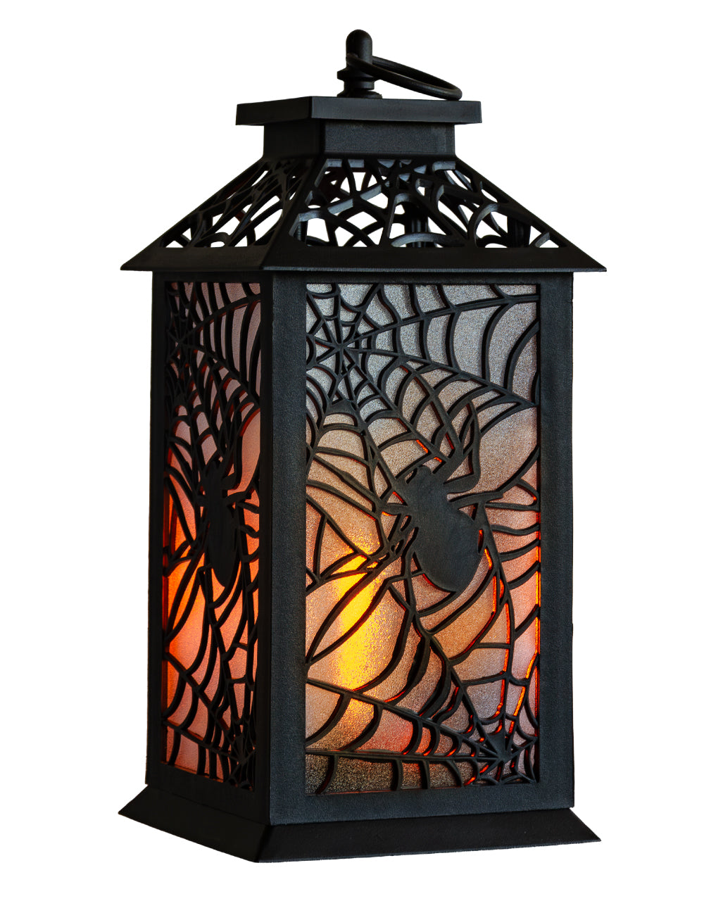 Halloween Lantern With Spider & Flame Effect 29,5cm