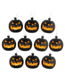Halloween Lichterkette mit schwarzen Kürbissen 230cm