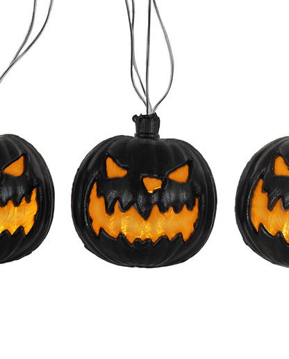 Halloween Lichterkette mit schwarzen Kürbissen 230cm