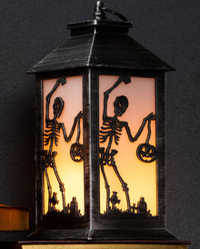 Halloween Laterne mit Scherenschnitt Skelett