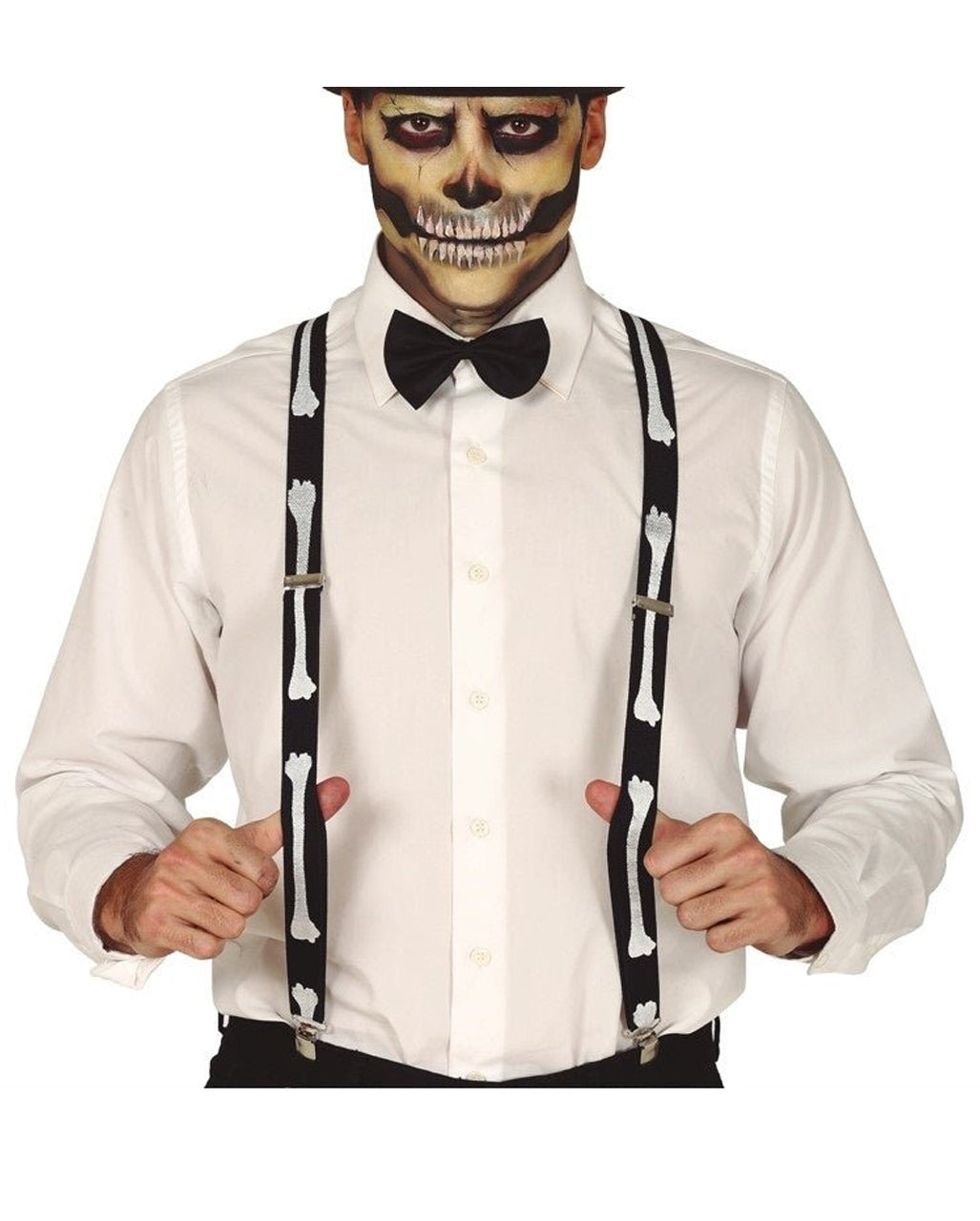 Halloween Skelett Hosenträger mit Knochenmotiv