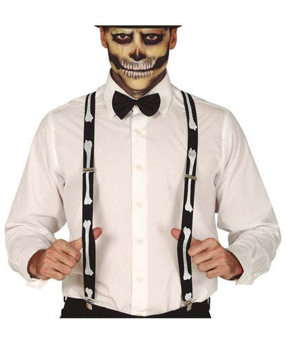 Halloween Skelett Hosenträger mit Knochenmotiv