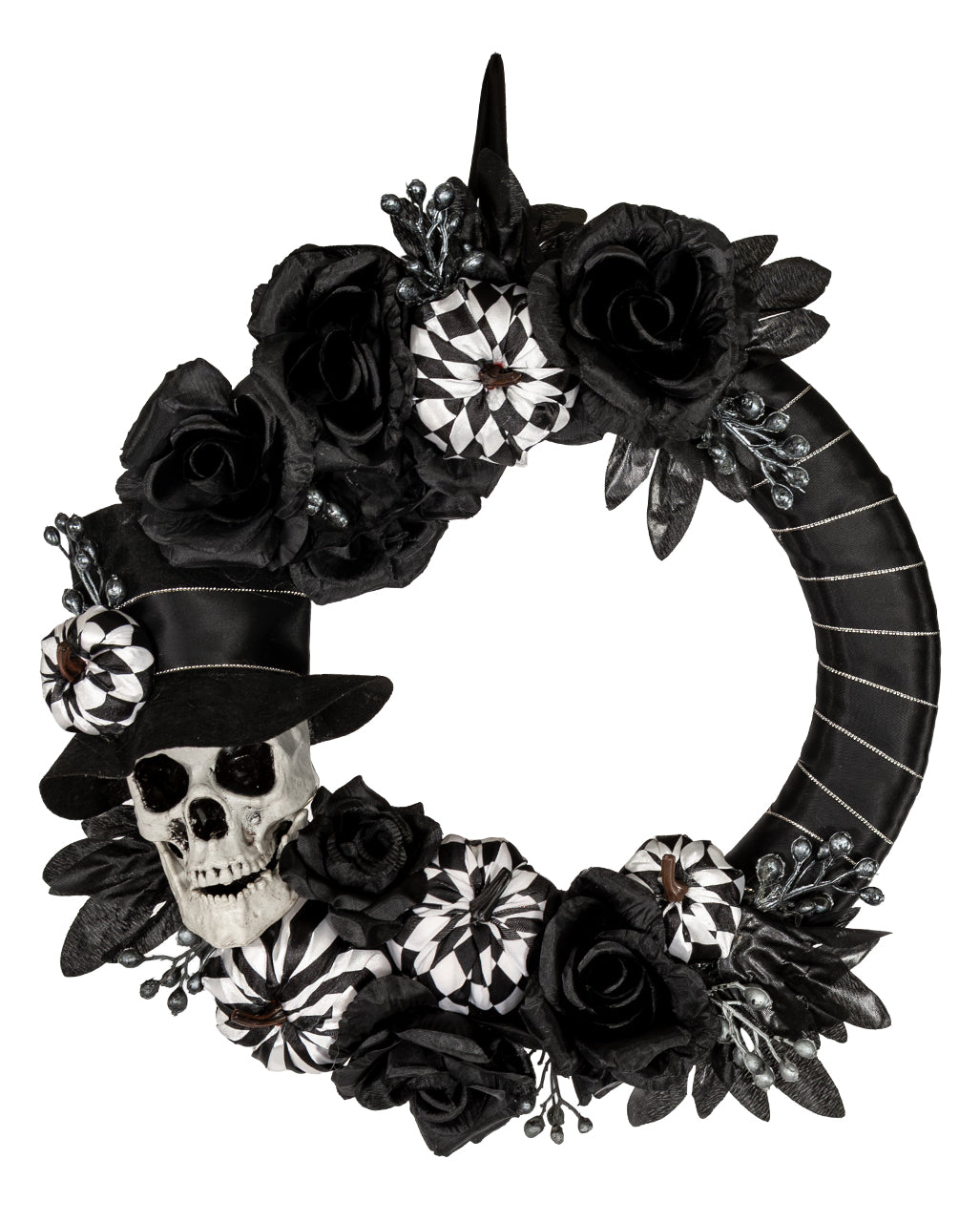 Halloween Door Wreath With Skull & Pumpkins 44cm Ø
