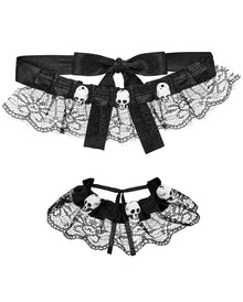 Collar Y Pulsera Con Calaveras Y Encaje