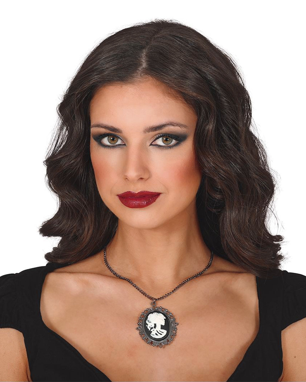 Necklace With Skeleton Lady As A Medallion
