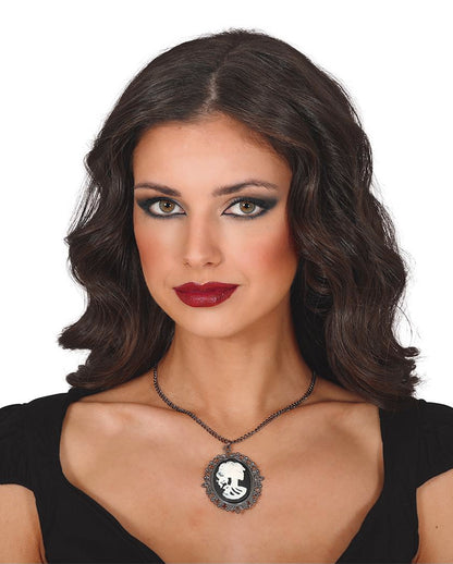 Necklace With Skeleton Lady As A Medallion