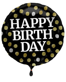 Happy Birthday Glossy Black - Folienballon 45cm