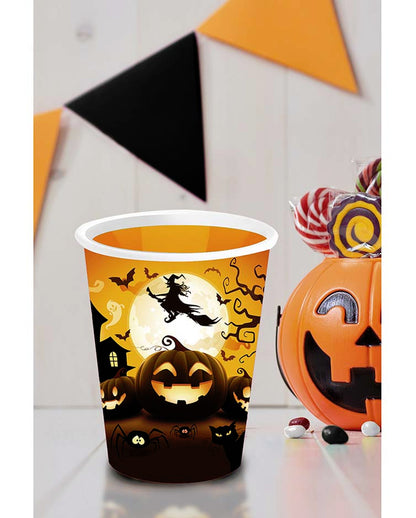 Happy Halloween Kürbis Pappbecher groß 6 St.