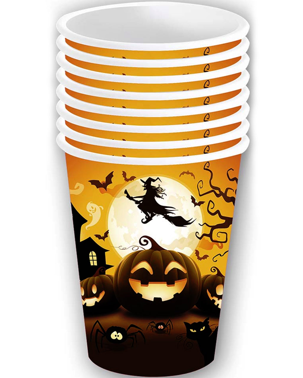 Happy Halloween Kürbis Pappbecher groß 6 St.
