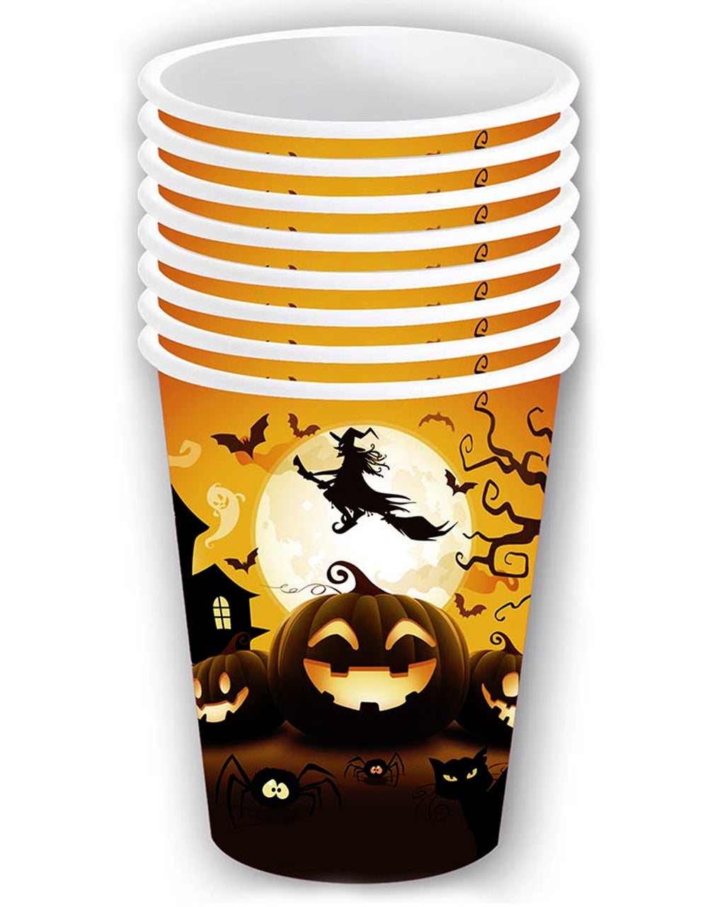 Happy Halloween Kürbis Pappbecher klein 6 St.
