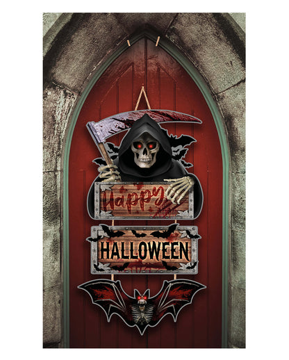 Happy Halloween Reaper & Fledermaus Holzschild 60cm